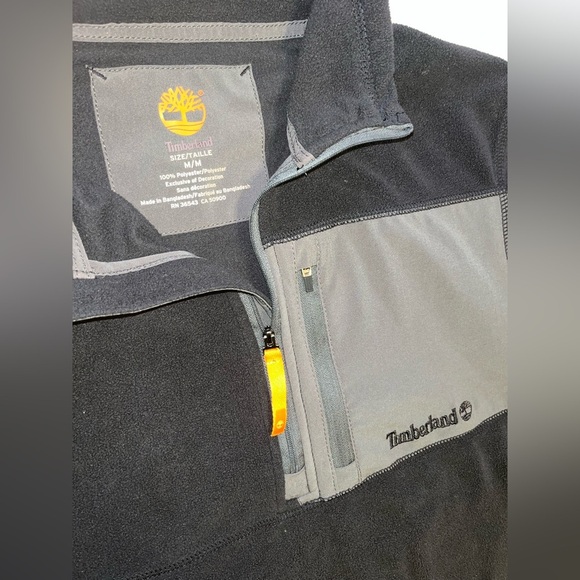Timberland Half-Zip Fleece Pullover Jacket Black Gray Men’s Medium - Picture 4 of 6